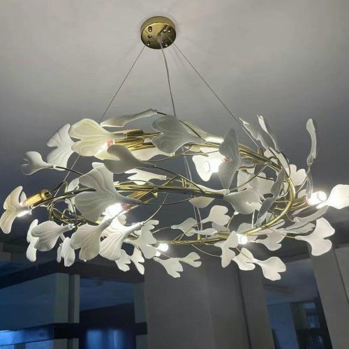 Bespoke Light Sculpture Ginkgo Chandelier – One Two Modern Lighting Factory