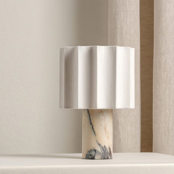 Valli - Viola Calacatta Marble And Linen Rechargeable Table Lamp - Image 2