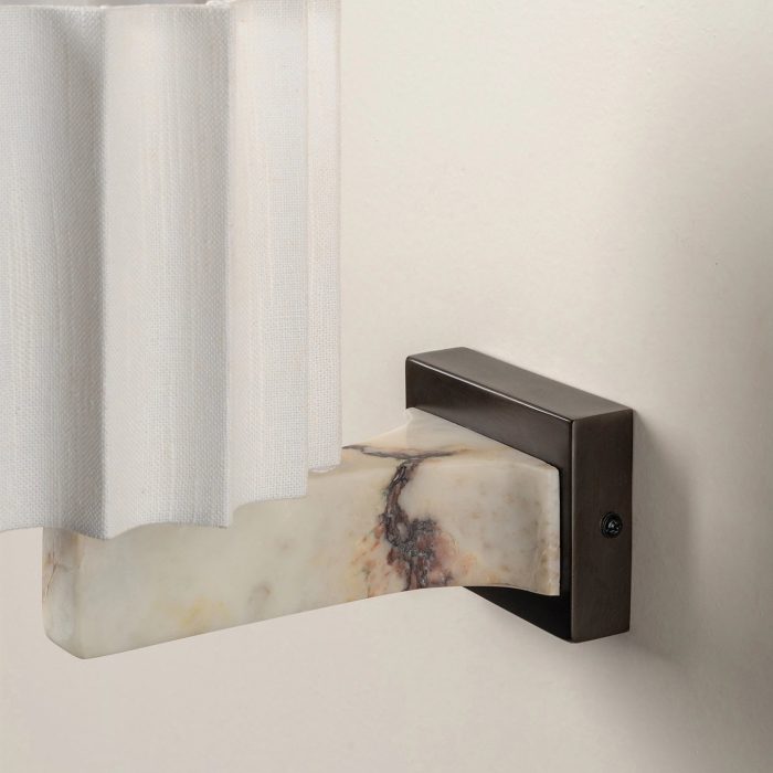 Viotti - Calacatta Viola marble and linen wall light - Image 5