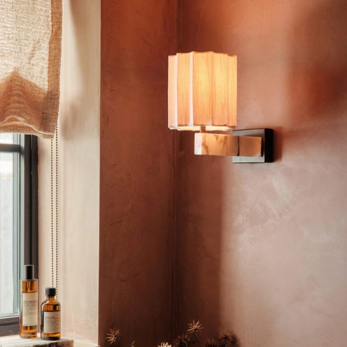 Viotti - Calacatta Viola marble and linen wall light - Image 4