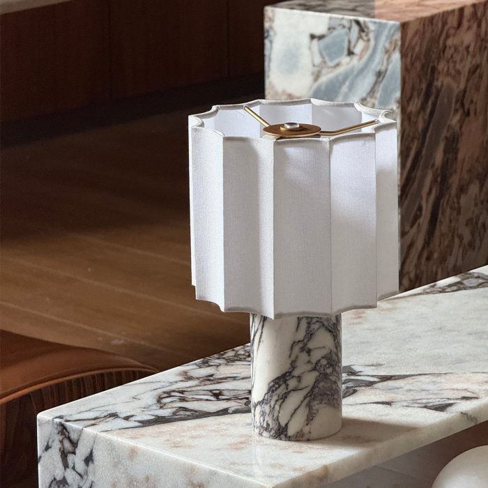 Valli - Viola Calacatta Marble And Linen Rechargeable Table Lamp - Image 3