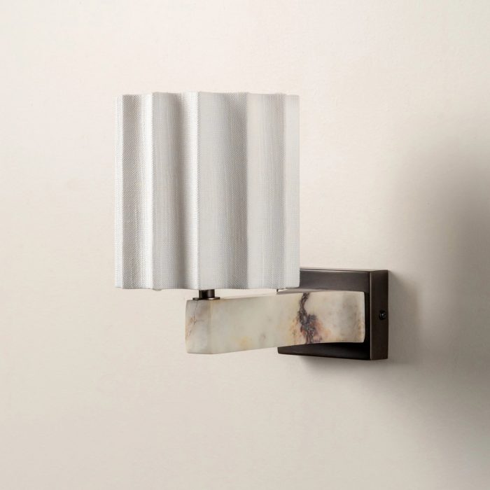 Viotti - Calacatta Viola marble and linen wall light - Image 2