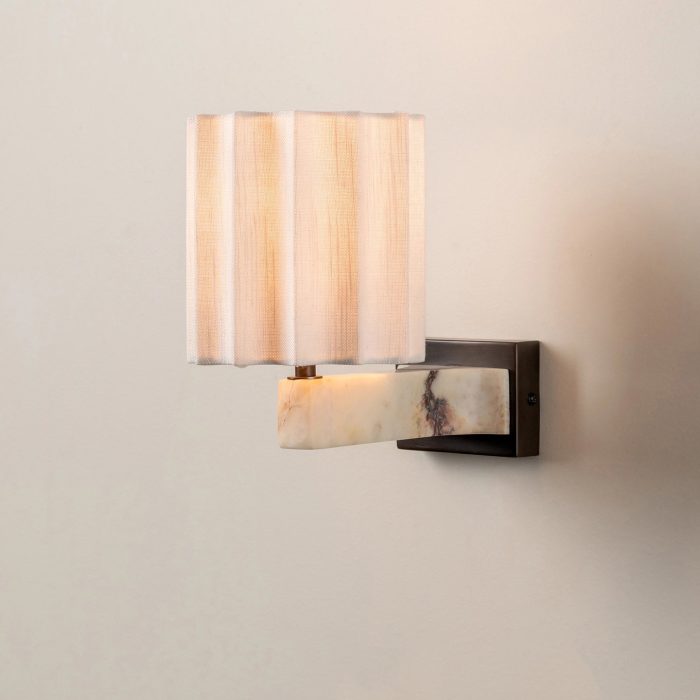 Viotti - Calacatta Viola marble and linen wall light - Image 7